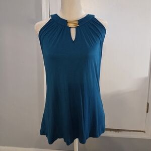 Cable & Gauge Teal Keyhole Tank Top